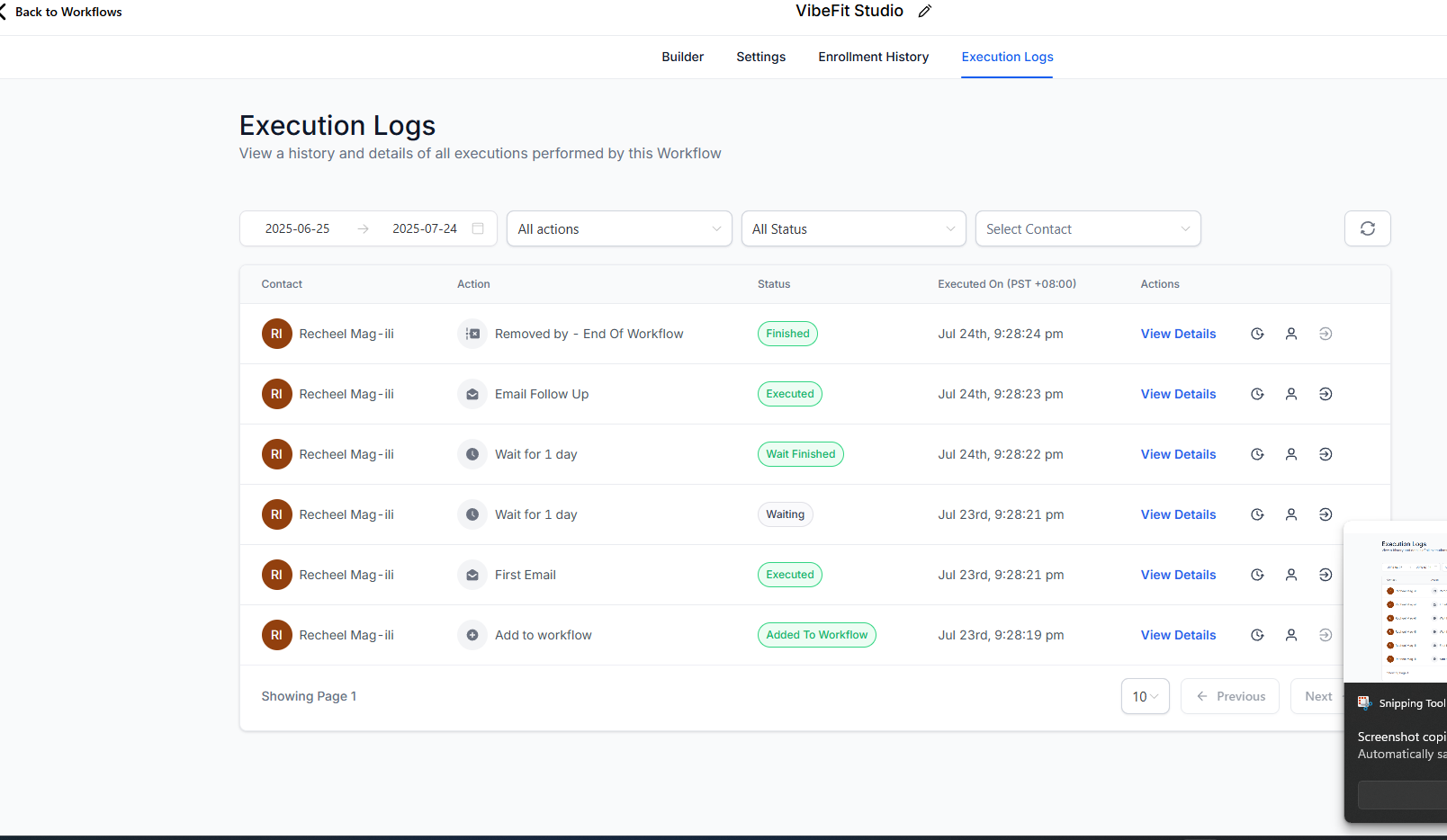Execution Logs